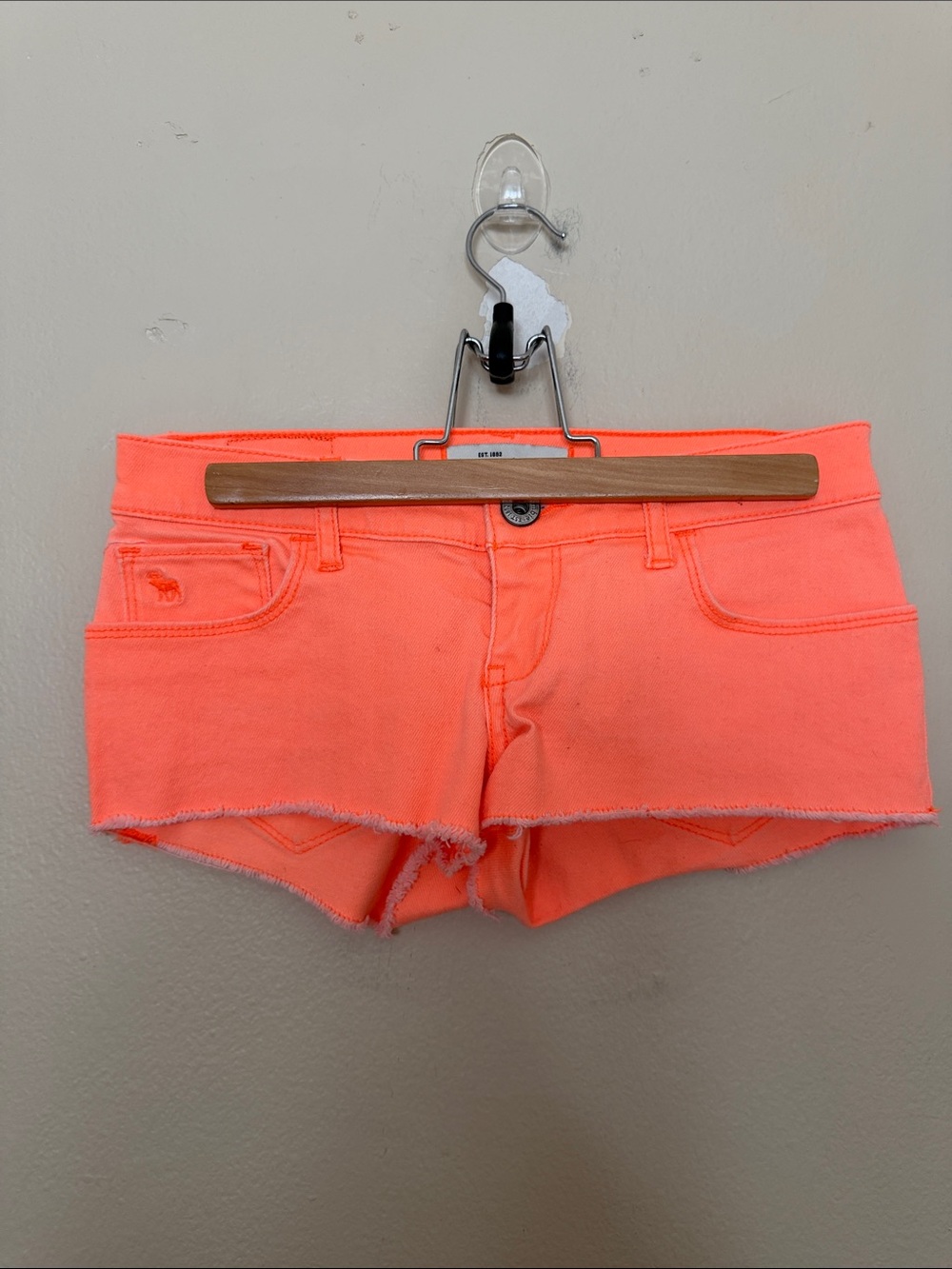 abercrombie kids Neon Coral Cutoff Shorts